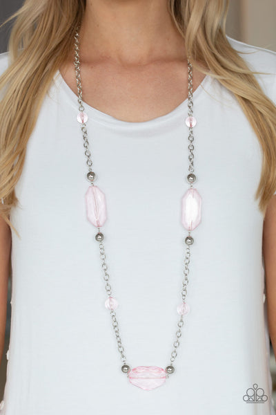 Crystal Charm Necklace__Pink
