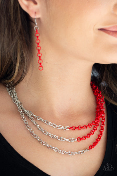 Turn Up The Volume Necklace__Red