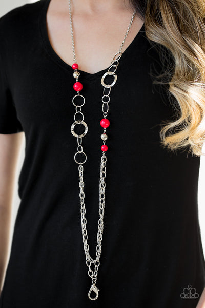 Modern Motley Lanyard Necklace__Red
