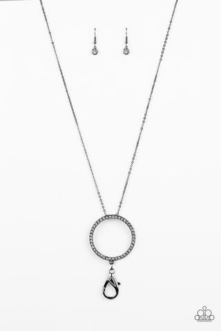 Center of Attention Lanyard Necklace__Black