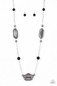 Crystal Charm Necklace__Black