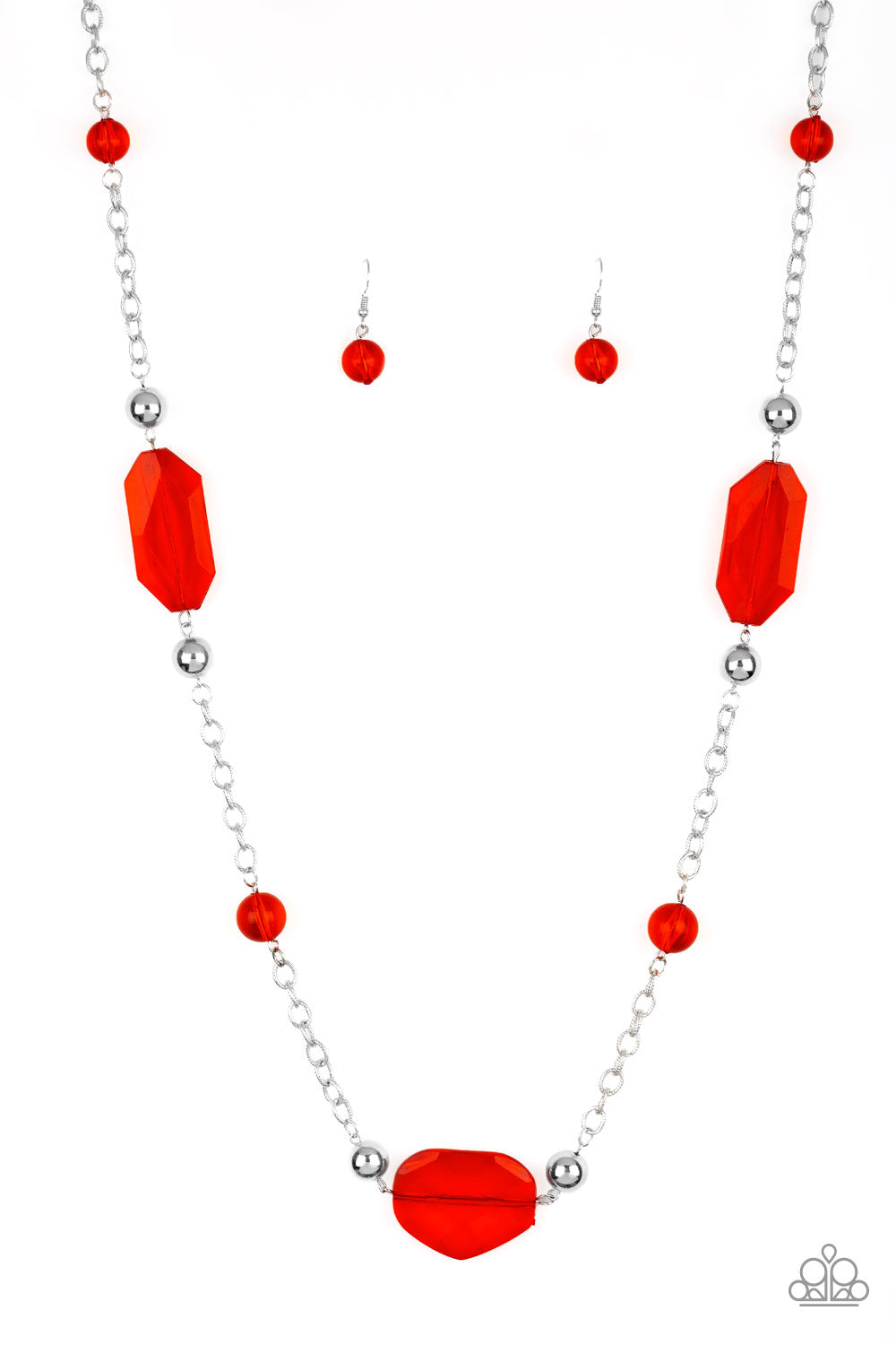 Crystal Charm Necklace__Red