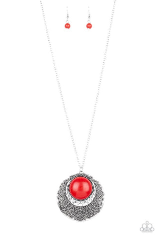 Medallion Meadow Necklace__Red