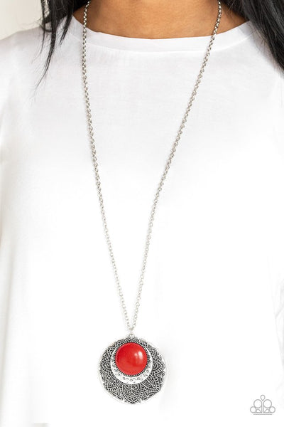 Medallion Meadow Necklace__Red