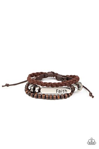 Let Faith Be Your Guide Bracelet__Brown