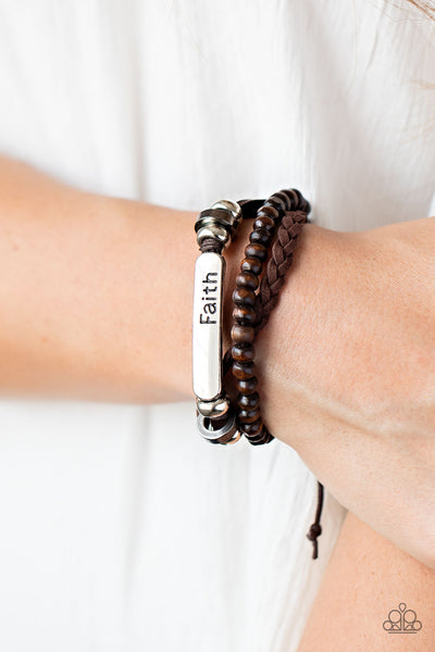 Let Faith Be Your Guide Bracelet__Brown