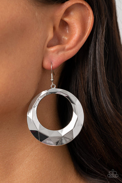 Fiercely Faceted Earrings__Silver