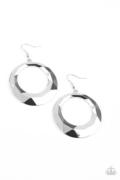 Fiercely Faceted Earrings__Silver