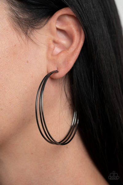 Rimmed Radiance  Earrings__Black