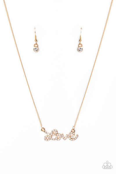 Head Over Heels In Love Necklace__Gold