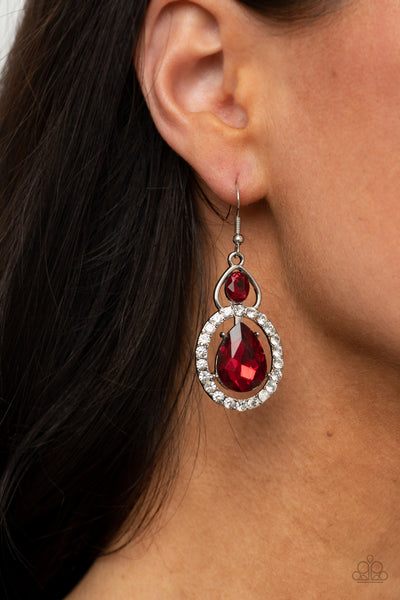 Double The Drama Earrings__Red