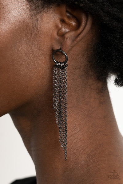 Divinely Dipping Earrings__Black