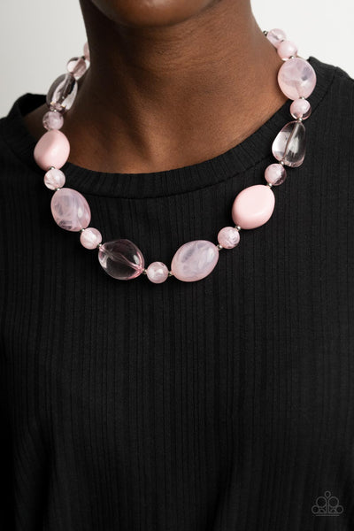 Staycation Stunner Necklace__Pink