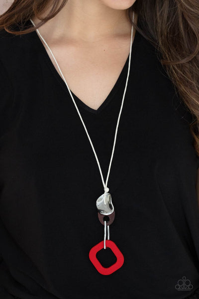 Top Of The WOOD Chain Necklace__Red