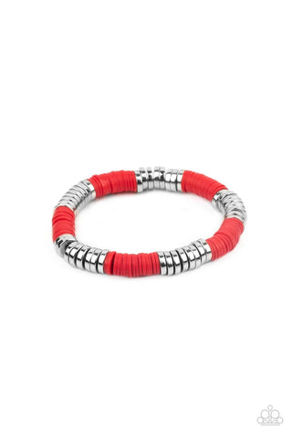 Stacked In Your Favor Bracelet__Red