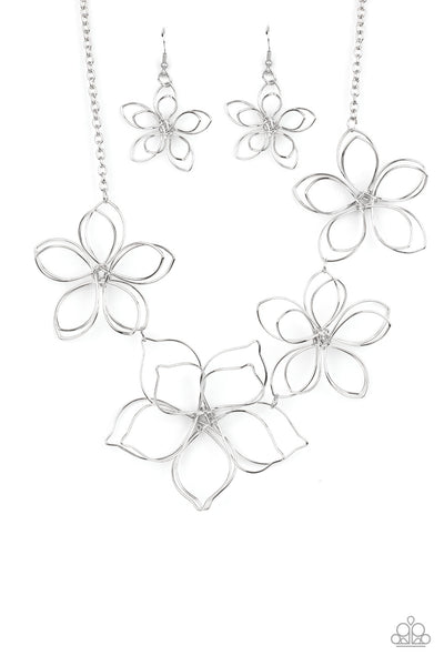 Flower Garden Fashionista Necklace__Silver