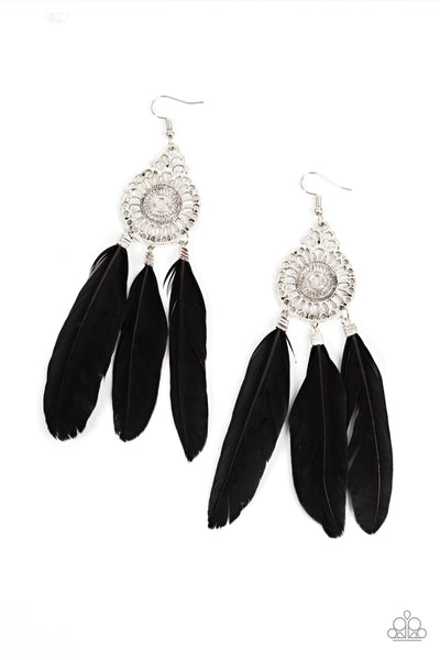 Pretty in PLUMES Earrings__Black