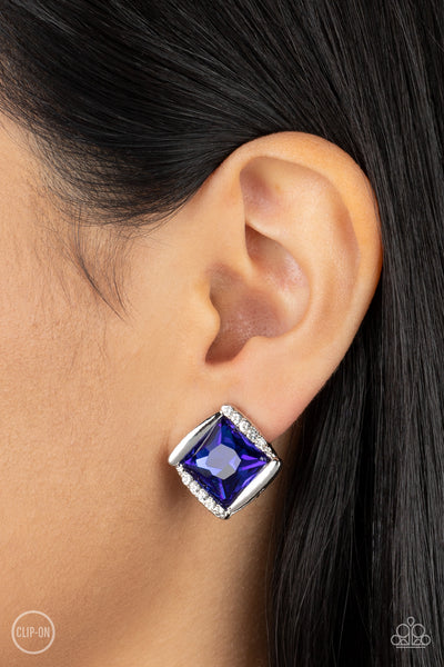 Sparkle Squared Earrings__Blue