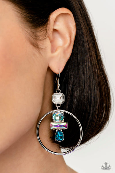 Geometric Glam Earrings__Blue