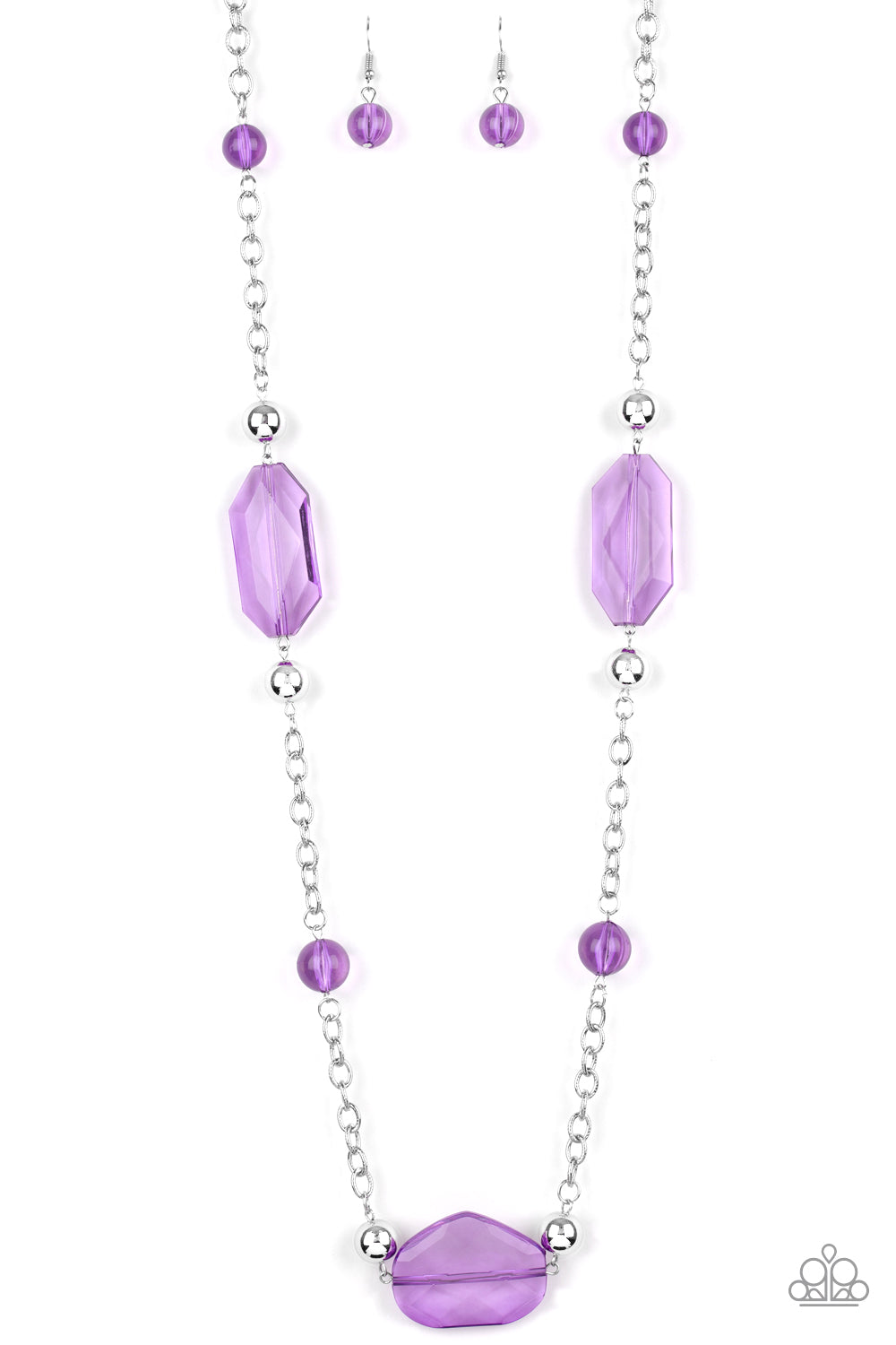 Crystal Charm Necklace__Purple