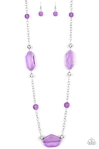 Crystal Charm Necklace__Purple