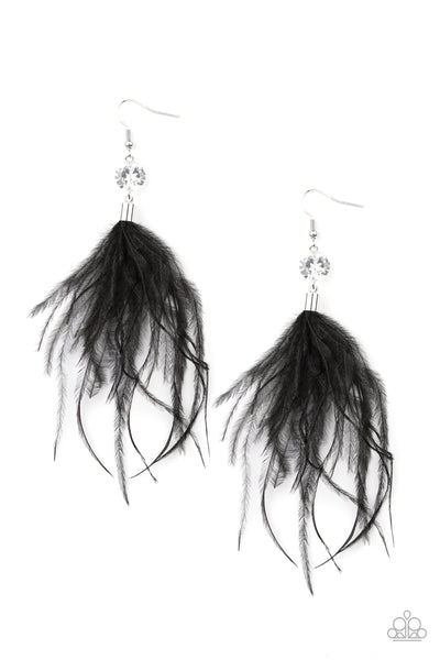 Feathered Flamboyance Earrings__Black