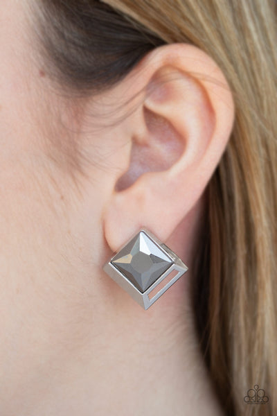 Stellar Square Earrings__Silver