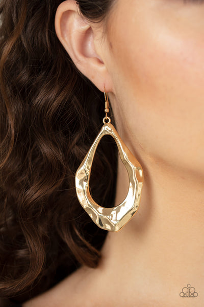 Industrial Imperfection Earrings__Gold