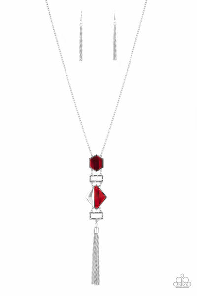 STRIPE Up A Conversation Necklace__Red