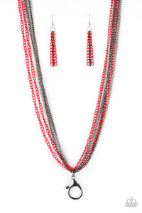 Colorful Calamity Lanyard Necklace__Red