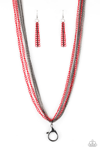 Colorful Calamity Lanyard Necklace__Red