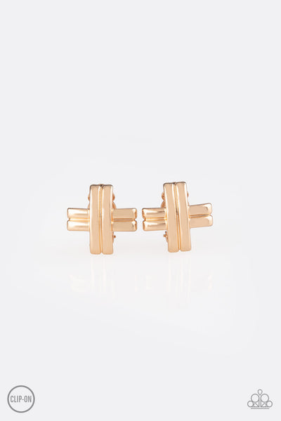 Couture Crossover Earrings__Gold