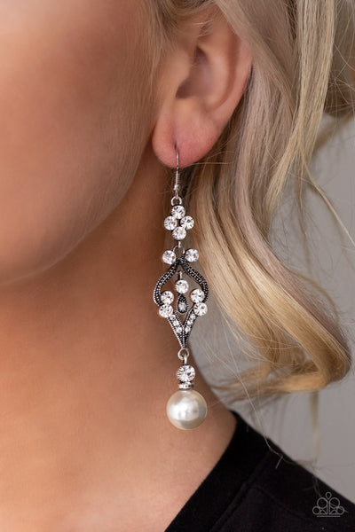 Elegantly Extravagant Earrings__White