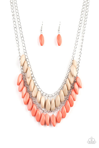 Beaded Boardwalk Necklace__Multi__Orange