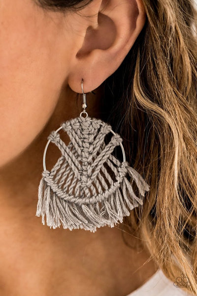 All About Macrame Earrings__Silver