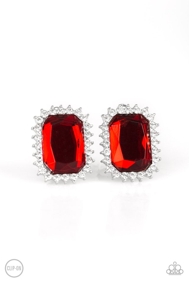 Downtown Dapper Earrings Clip-On__Red